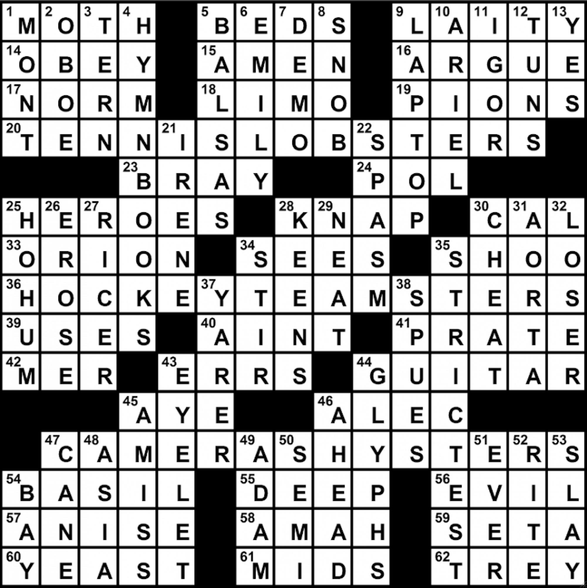 01/28/2010 - Crossword Solution