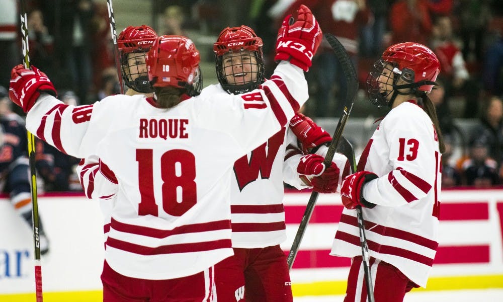 Wisconsin's second line &mdash; junior Abby Roque and freshmen Britta Curl and Sophie Shirley &mdash; lead the way with three goals against Syracuse.