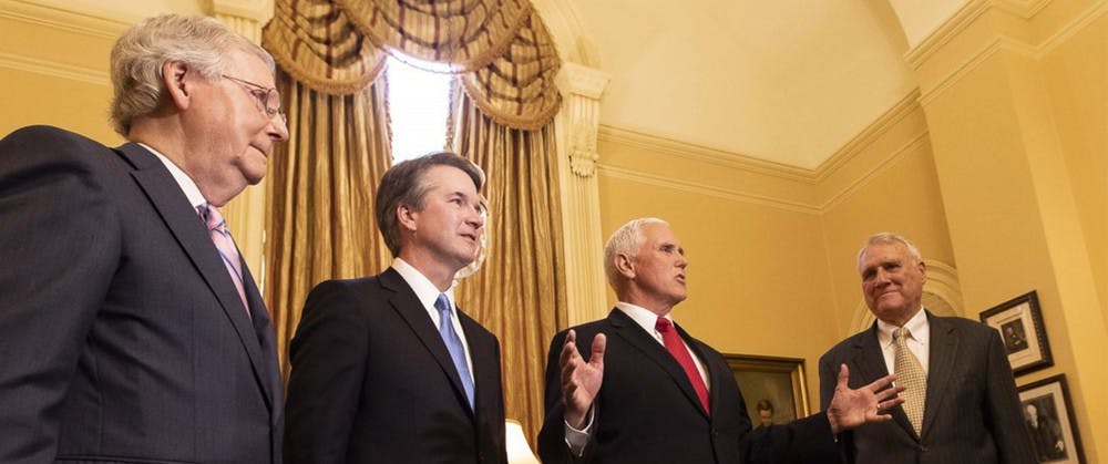 The controversies surrounding Brett Kavanaugh (second from left) and his past are too serious to allow his appointment to the Supreme Court.