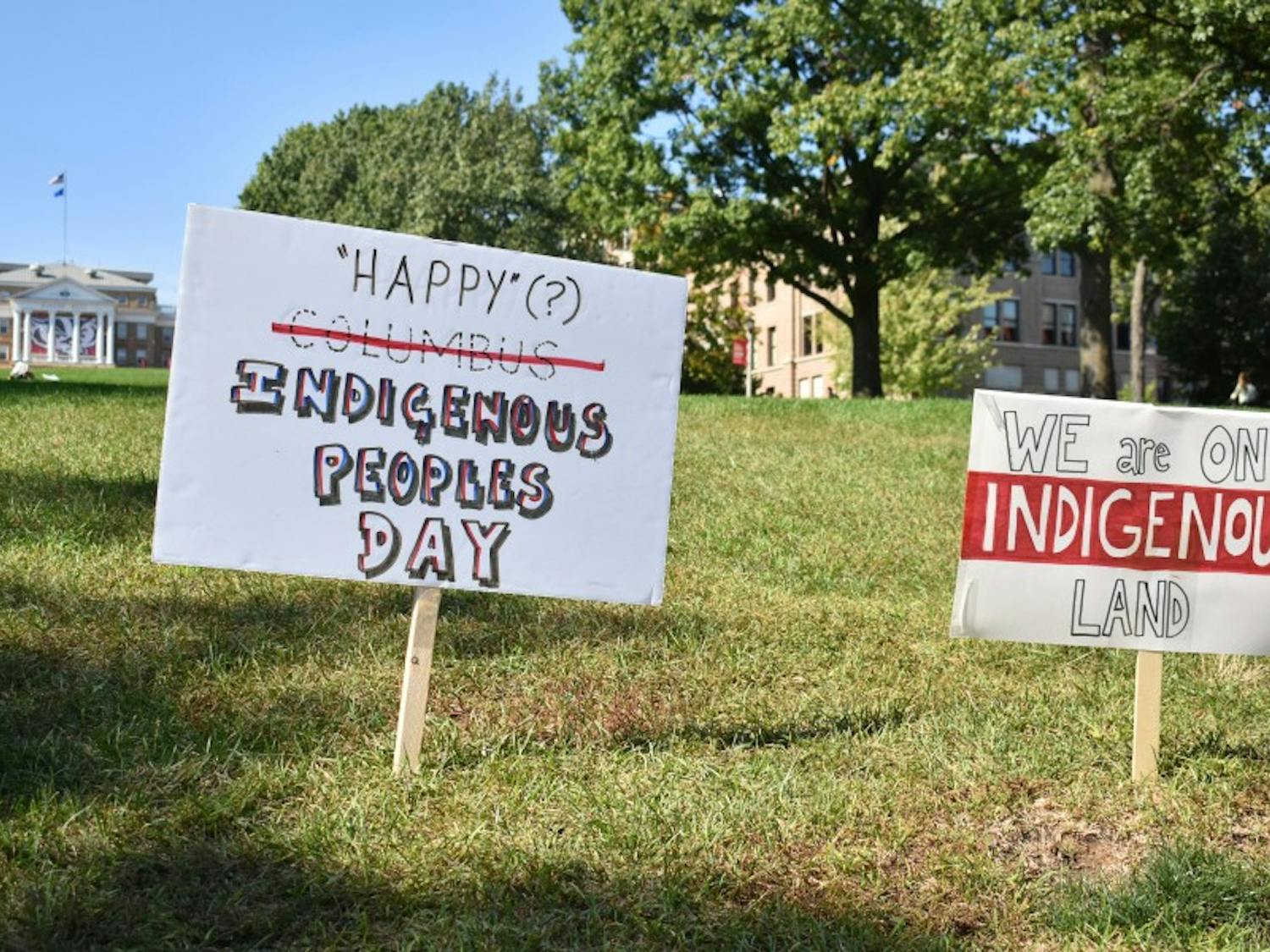 Graffiti was found early Monday morning on a fire circle outside Dejope Residence Hall. 