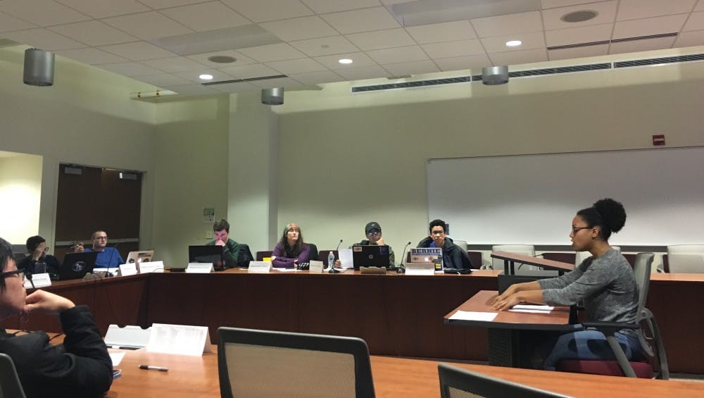 Representatives for two student resources, including Katrina Morrison of the Student Activity Center Governing Board, presented budget proposals to the Student Services Finance Committee Thursday.