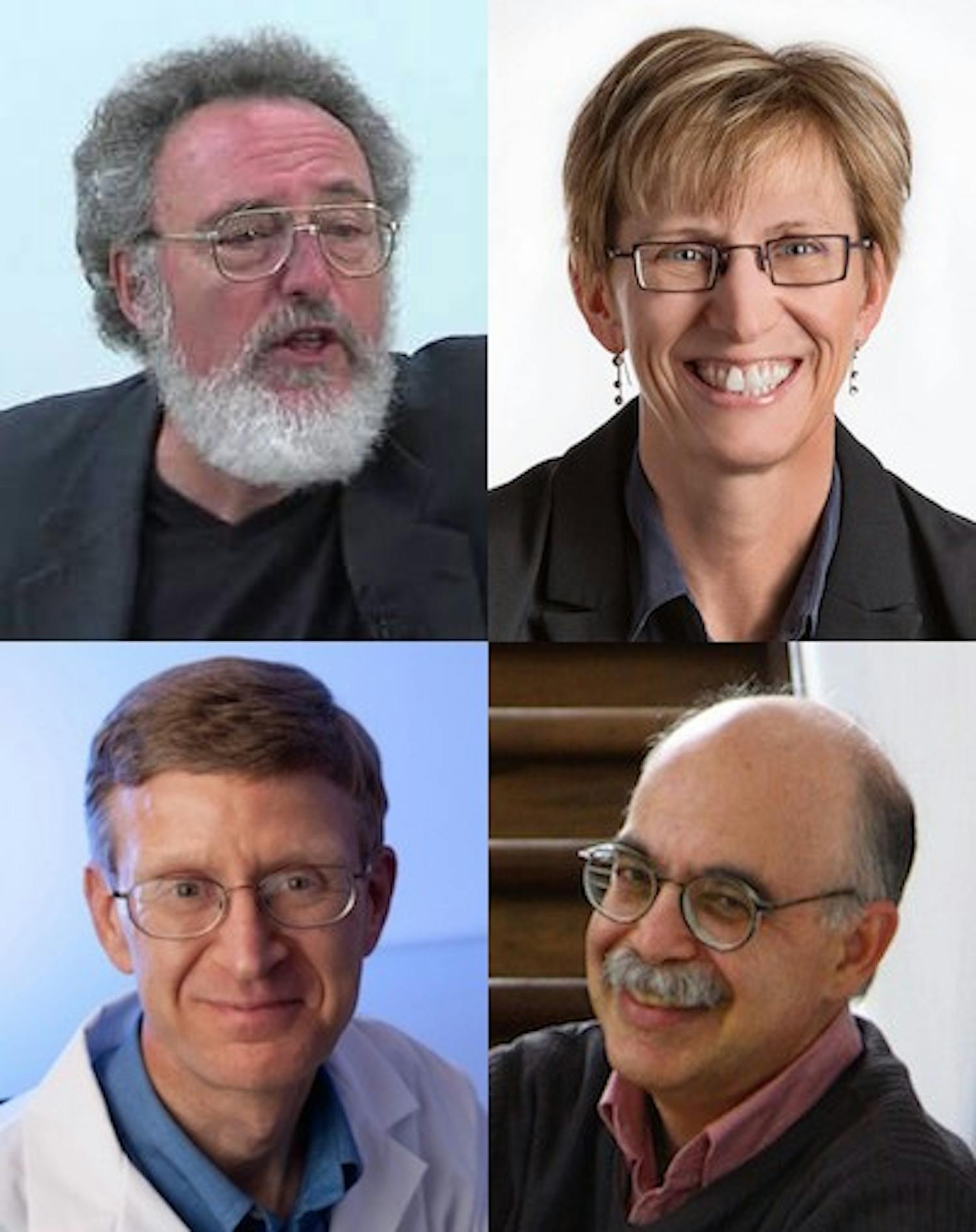 UW-Madison professors Michael Apple (clockwise from left), Laura Kiessling, Steve Stern and Paul Ahlquist are the four 2016 Hilldale Award winners.