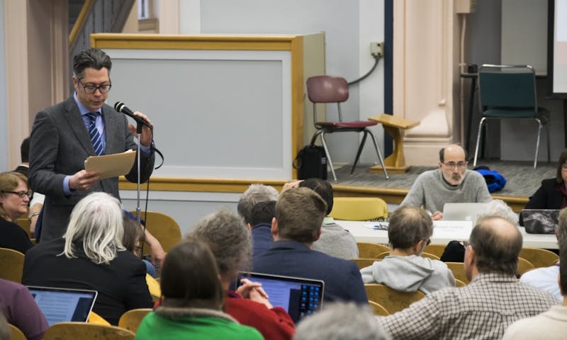 Professor Chad Goldberg, President of United Faculty and Academic Staff, American Federation of Teachers Local 223, called the compensation raise for UW-System employees “modest.” Here, he is pictured at a Faculty Senate meeting.