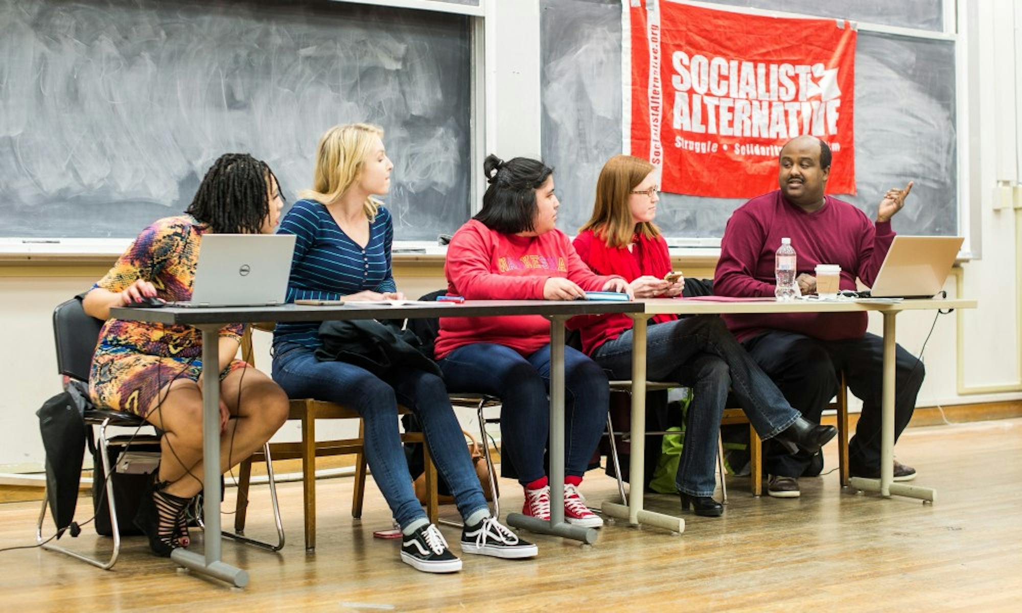 After a day of walkouts and rallies in Madison, students and community members met at the Humanities Building to hear speakers in an event called “International Women’s Day Against Trump.”