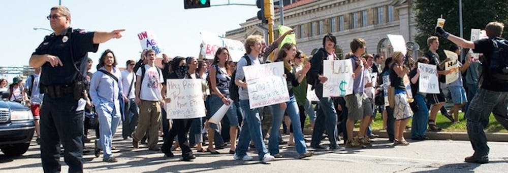 UWPD tapes students at protests, football games