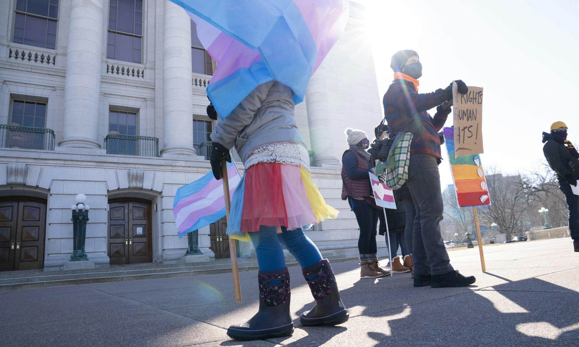 A rally held to support trans athletes.