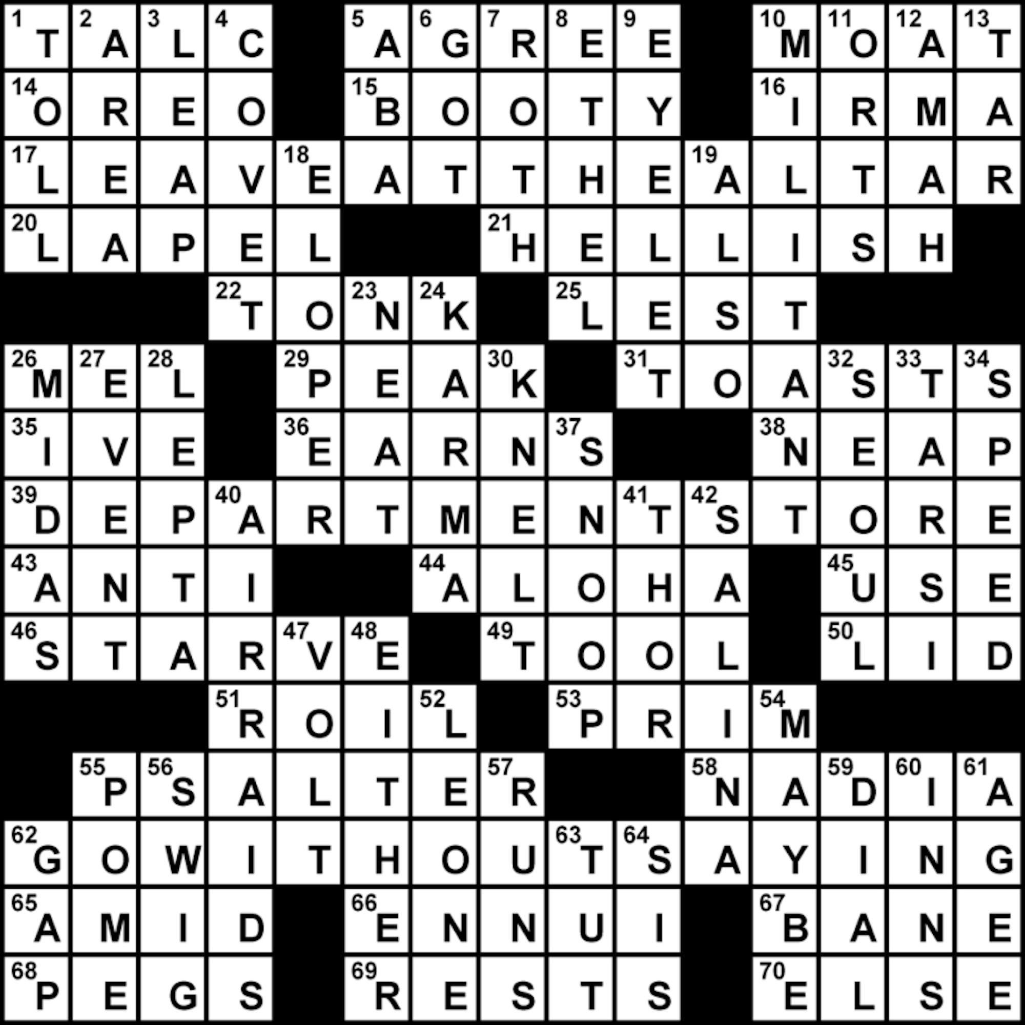 Crossword Solution - 4/11/2013