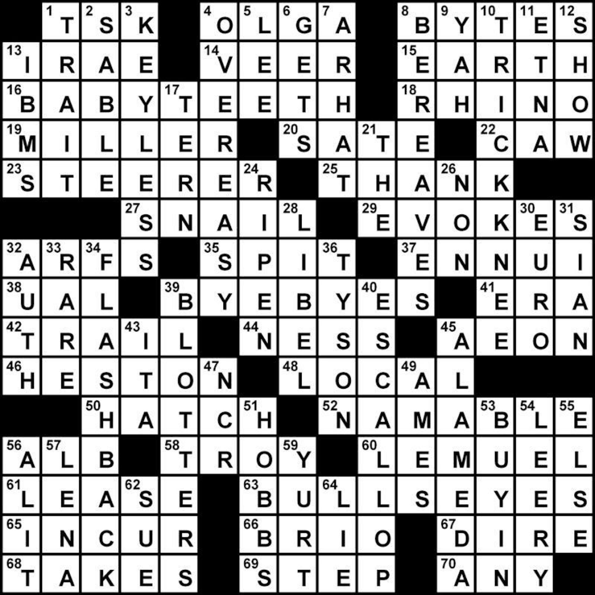 Crossword Solution - 2/27/2013