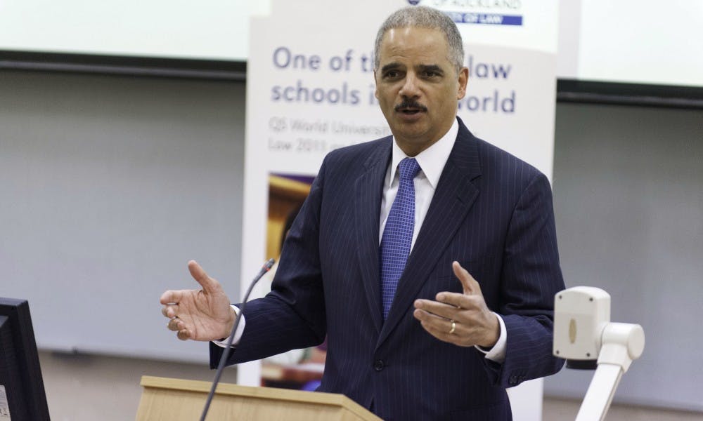 Former U.S. Attorney General Eric Holder visited campus Friday to discuss the importance of redistricting reform, political participation and his legal battle with Gov. Scott Walker.