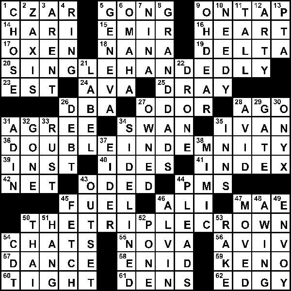 09/04/2009 - Crossword Solution