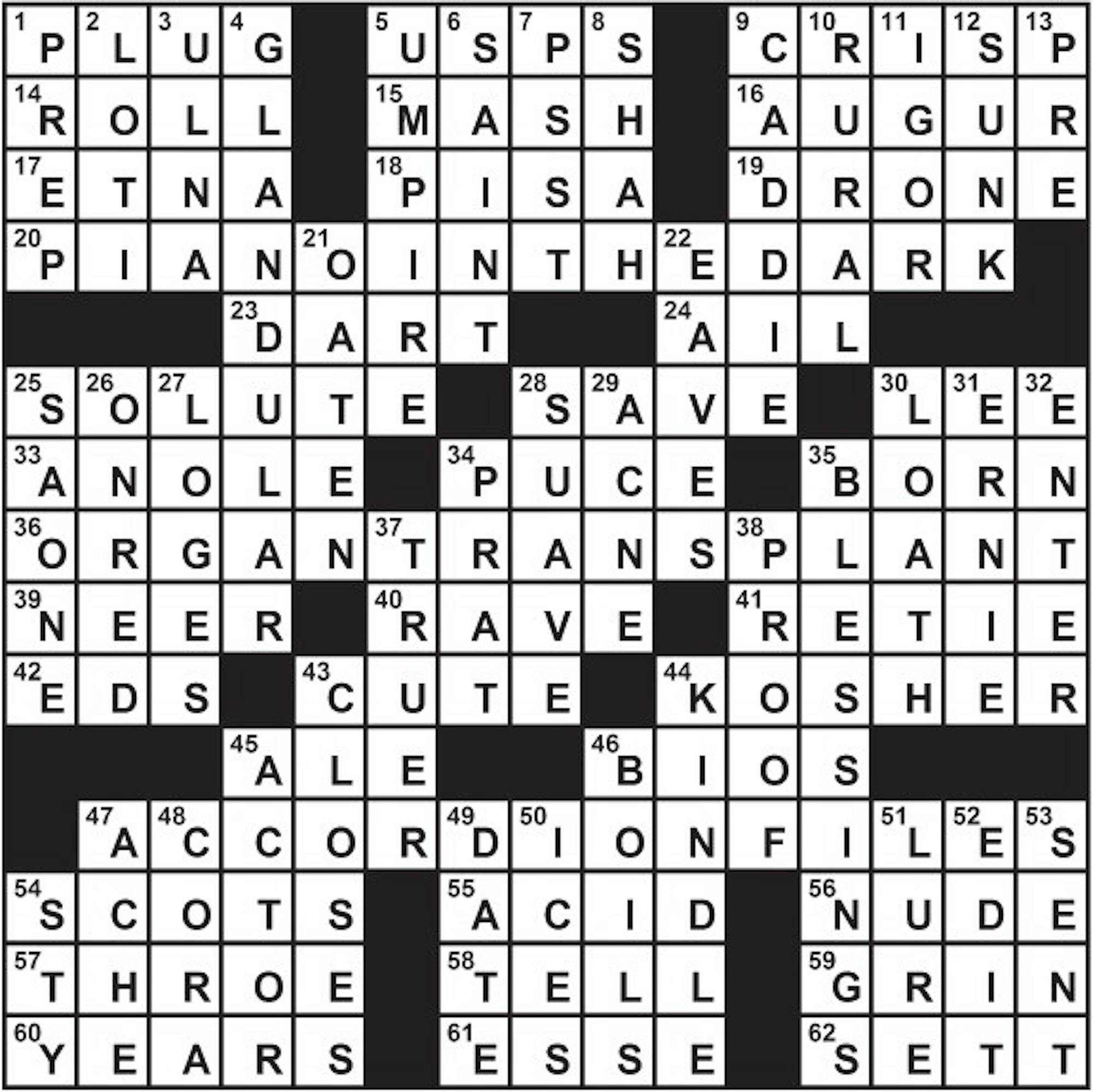 12/07/2009 - Crossword Solution