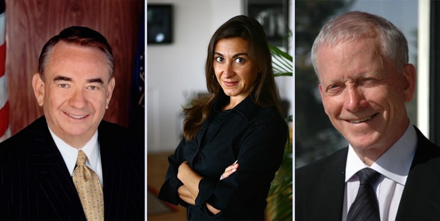 Left to right: Former Wisconsin Gov. Tommy Thompson, photojournalist&nbsp;Lynsey Addario and biochemist William J. Rutter will be honored by UW-Madison with honorary degrees in a spring ceremony.