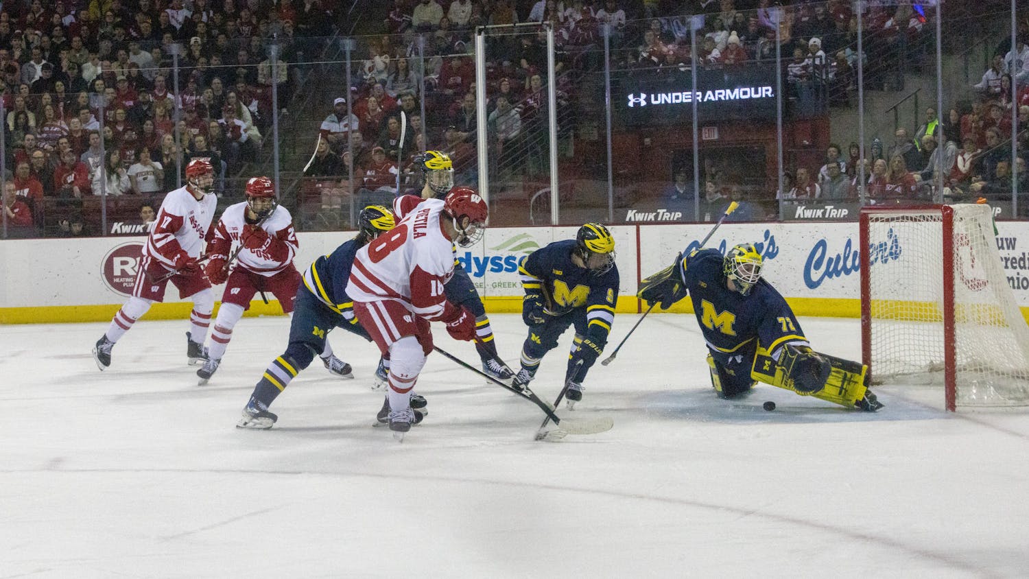 PHOTOS: The No. 13 Wisconsin Badgers Men's Hockey split their home series with the No. 2 Michigan Wolverines on Feb. 20 and 21.