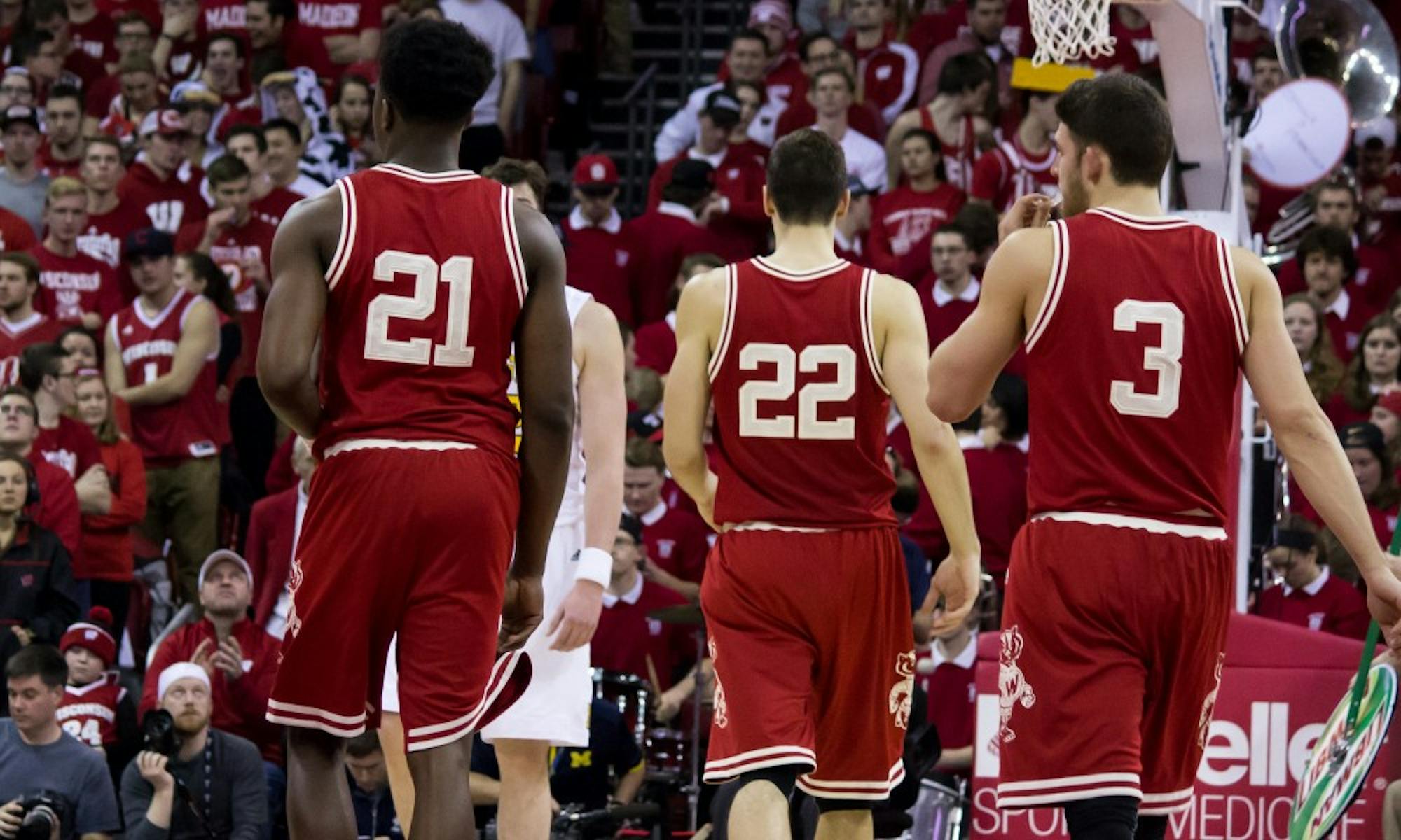 Khalil Iverson, Ethan Happ and Zak Showalter 