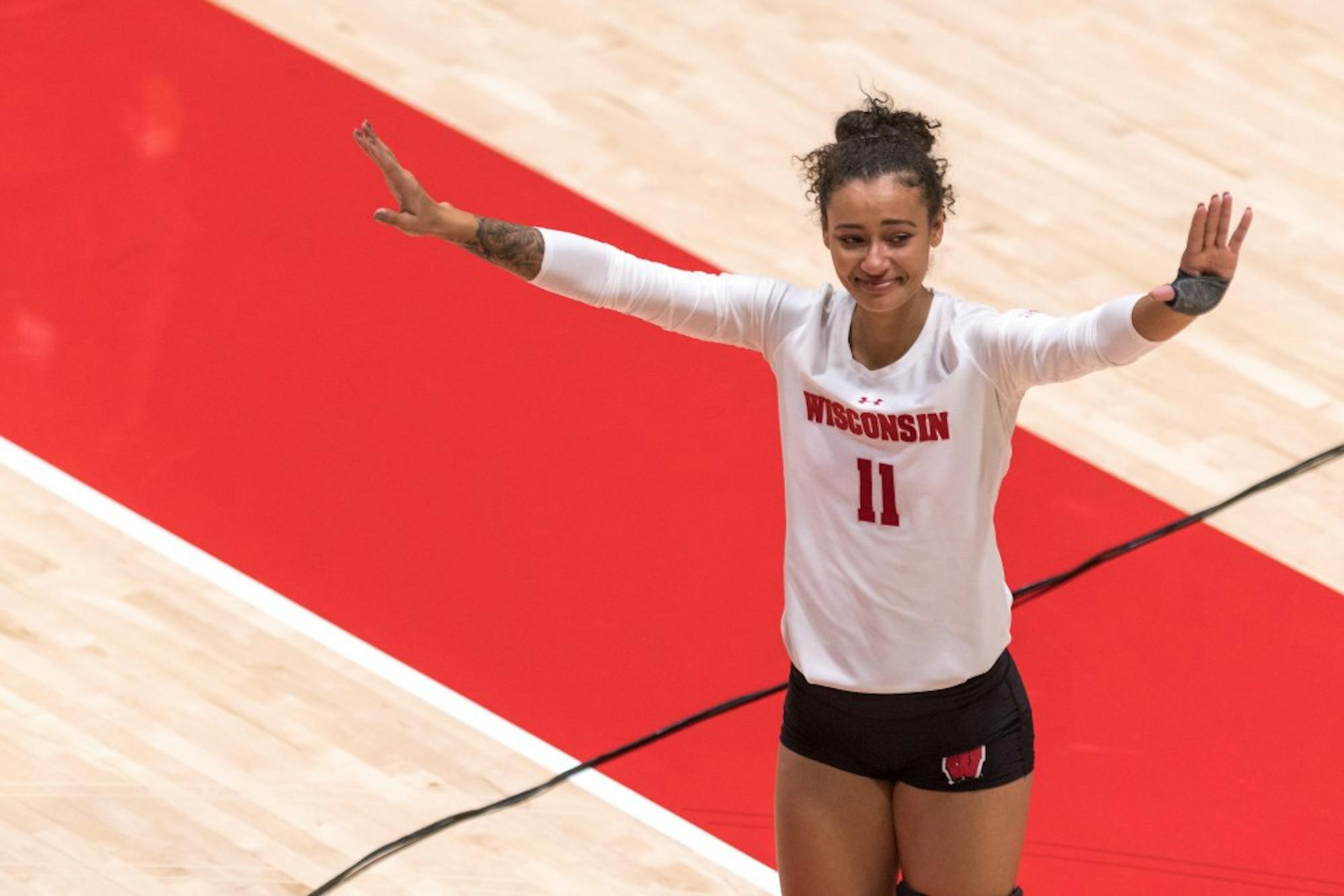 Senior Tionna Williams received a standing ovation from the crowd after what was likely her last game at the UW Fieldhouse