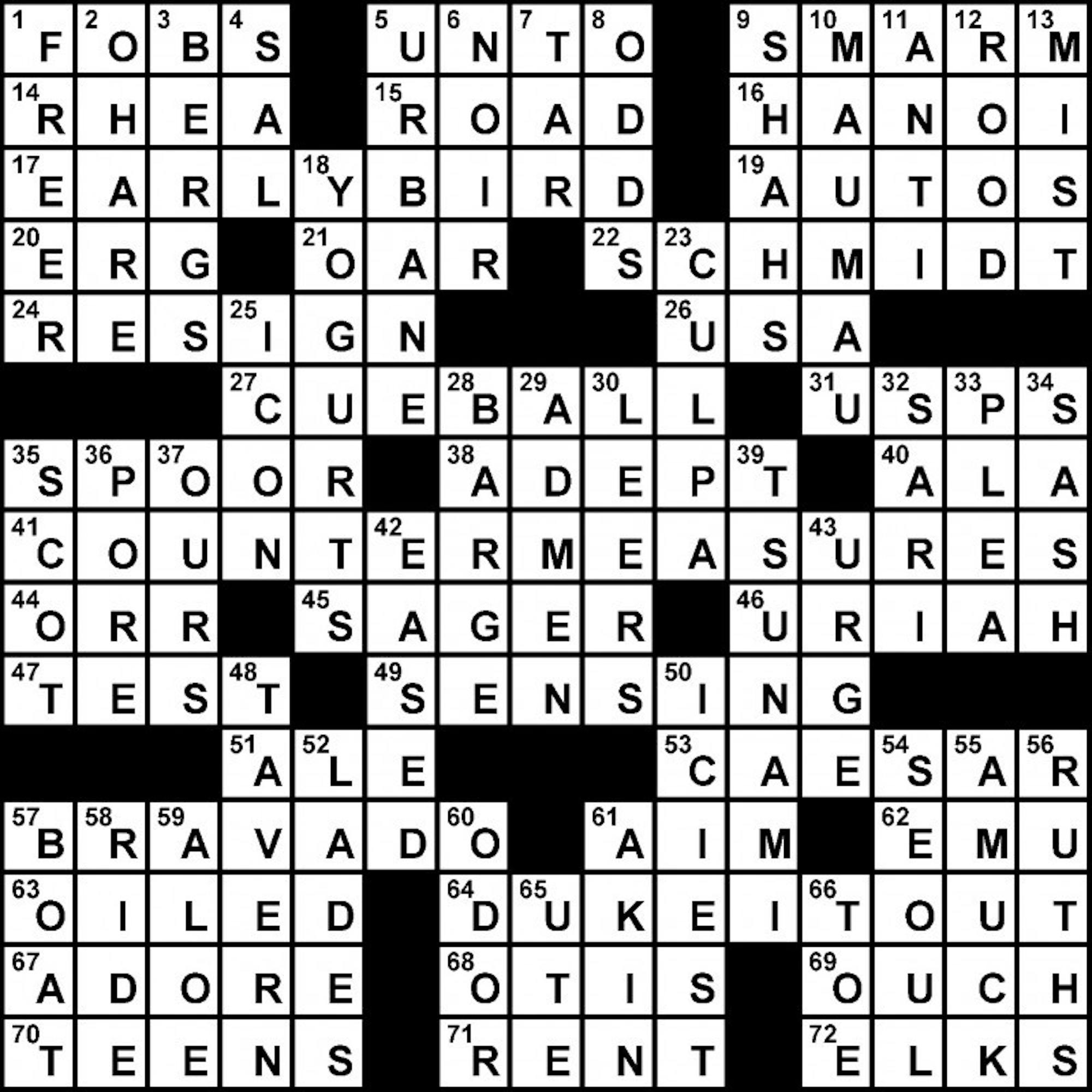 04/04/2011 - Crossword Solution