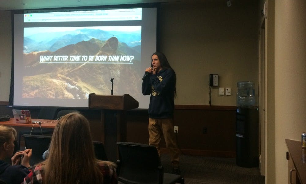 Sixteen-year-old climate change speaker Xiuhtezcatl Martinez spoke about engaging young people in environmental discussions at Union South Monday.&nbsp;