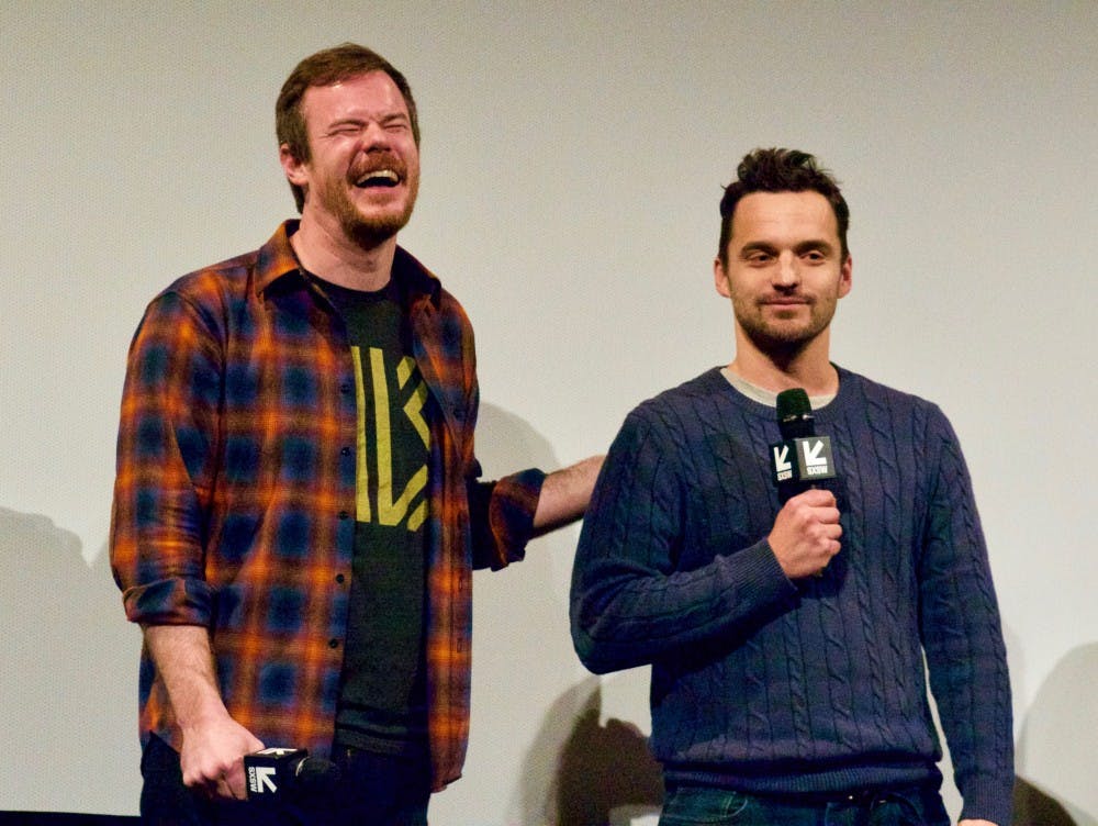From left: Joe Swanberg and Jake Johnson introduce their newest film collaboration, "Win It All."