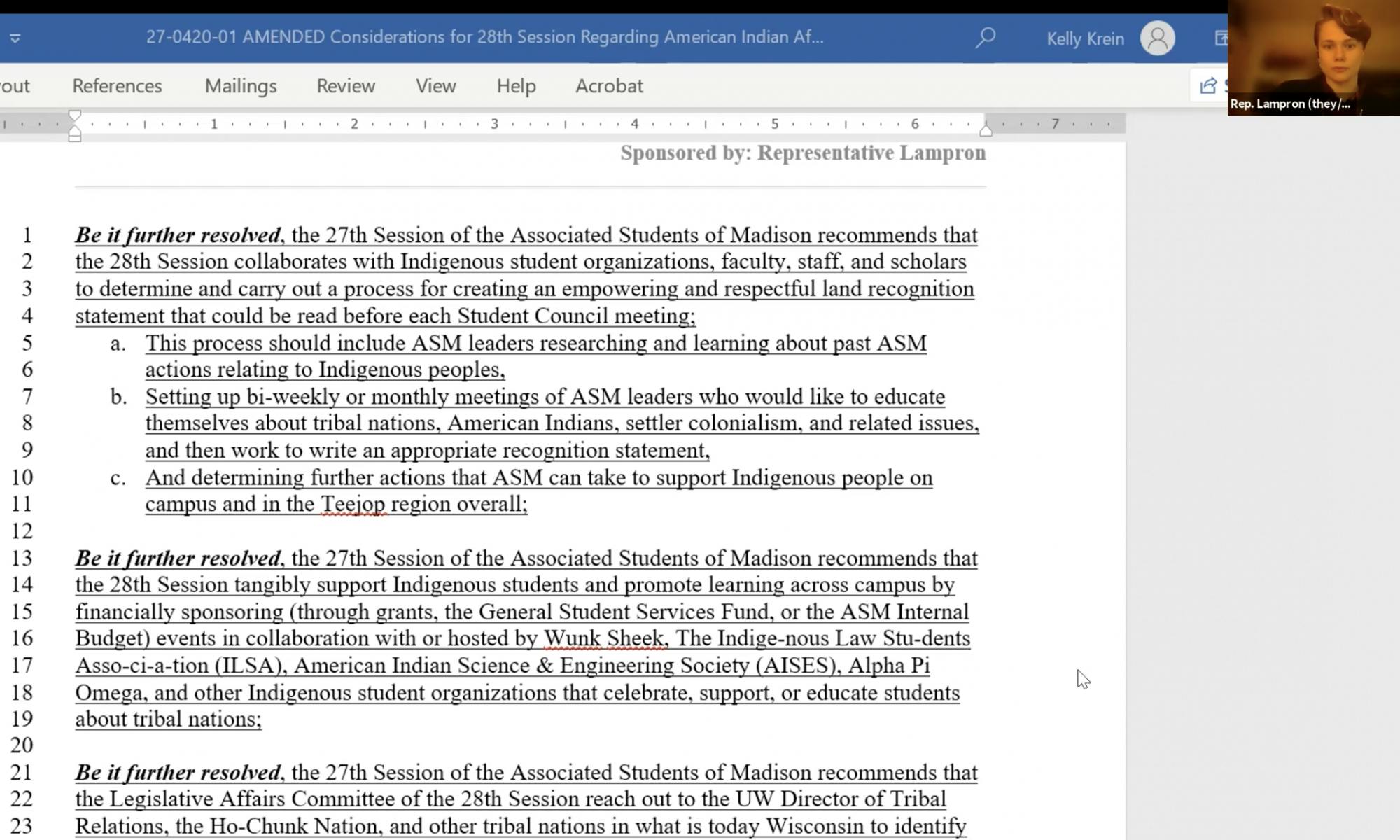 Screenshot of the ASM meeting on April 20th