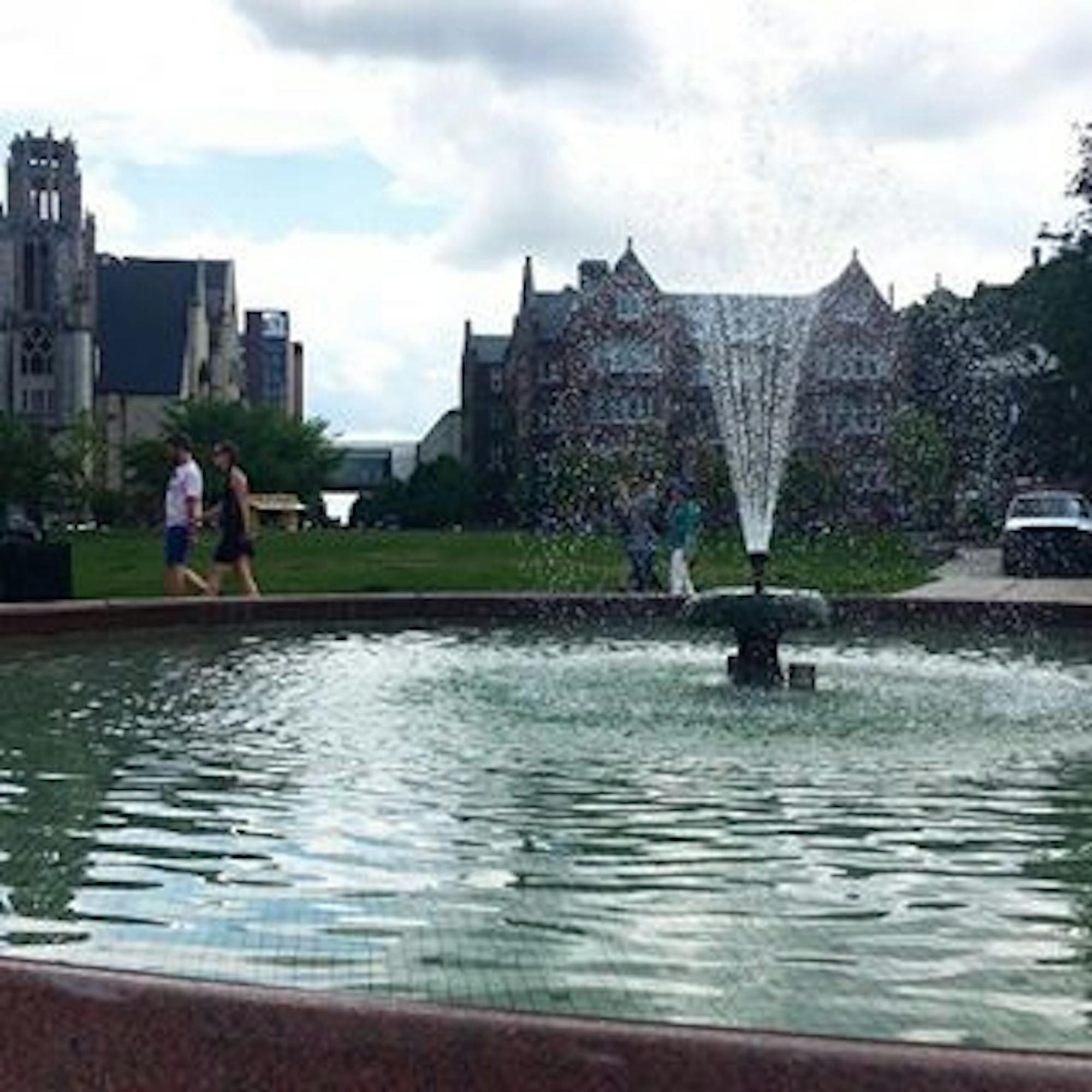 After six years of inactivity, Hagenah Fountain on Library Mall started to flow again Monday.