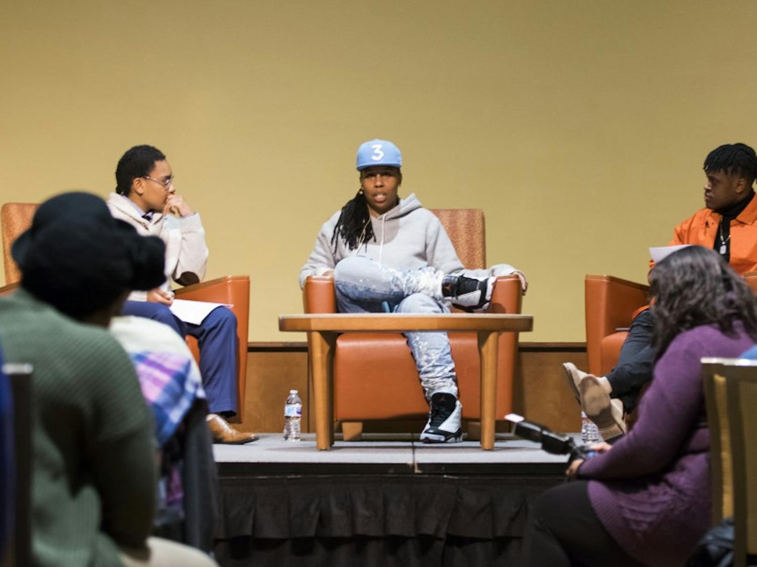 Lena Waithe, an Emmy award winning screenwriter, producer and actress, spoke as the Black History Month keynote speaker, fielding questions on her experience in the entertainment industry and identity as a queer woman of color.