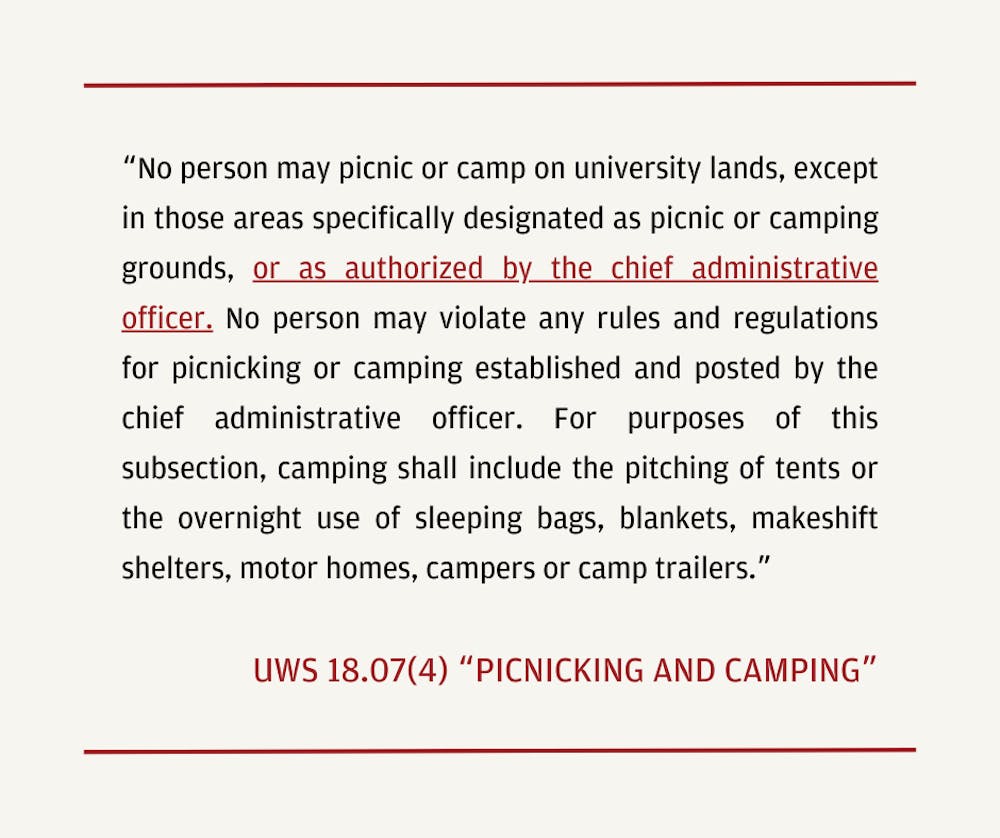 UWS 18.07(4) Camping rules