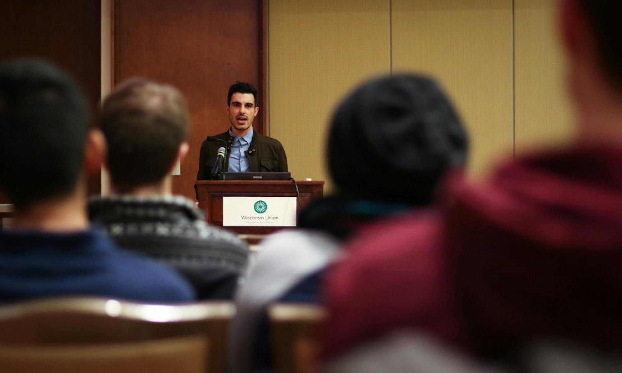 Subhi Nahas, a&nbsp;Syrian refugee, explains the experience of LGBTQ individuals in the Middle East  in his lecture as part of LGBTCC’s Out & About Month.