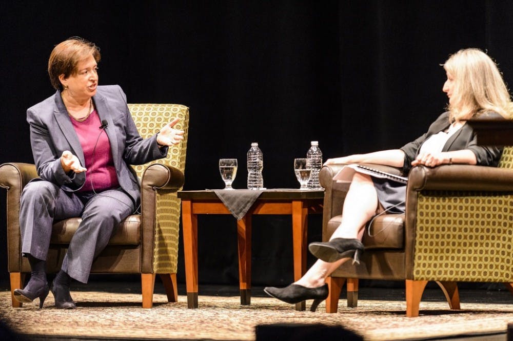 U.S. Supreme Court Associate Justice Elena Kagan (left) expressed her love of academics during her talk at Memorial Union Friday.