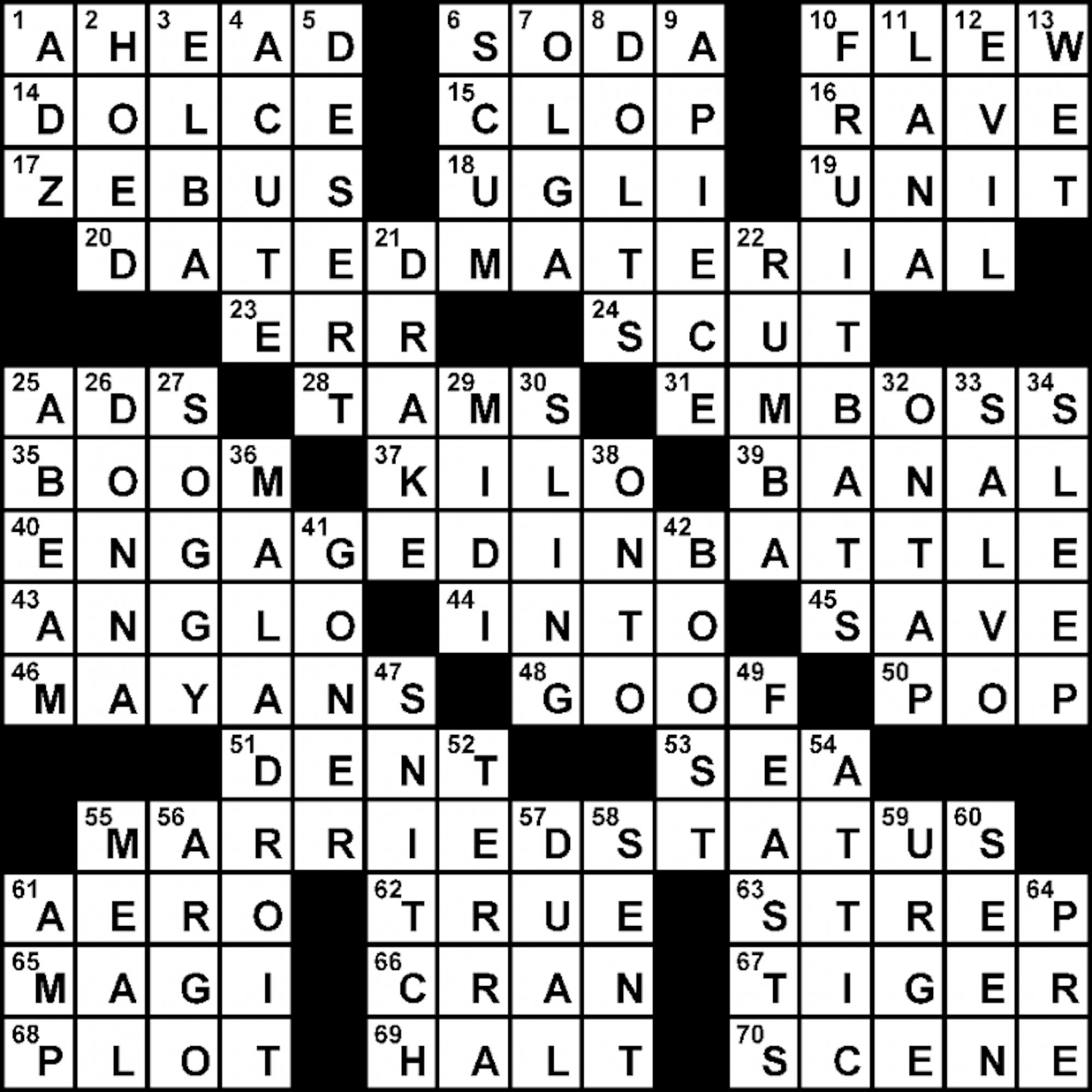 Crossword Solution - 09/05/2012