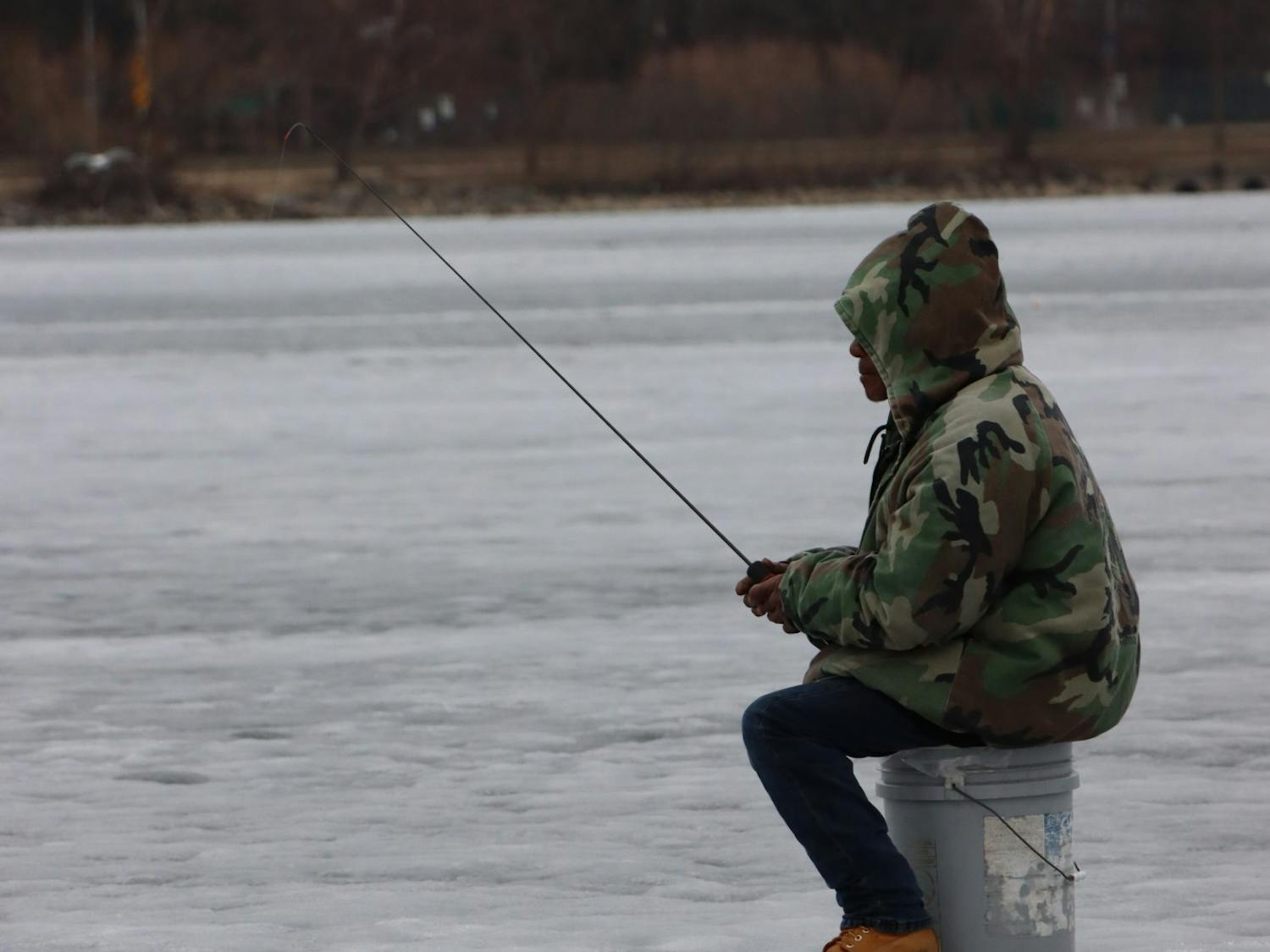 Ice fishing on Lake Monona