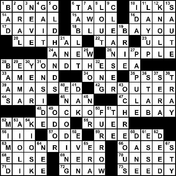 09/16/2009 - Crossword Solution