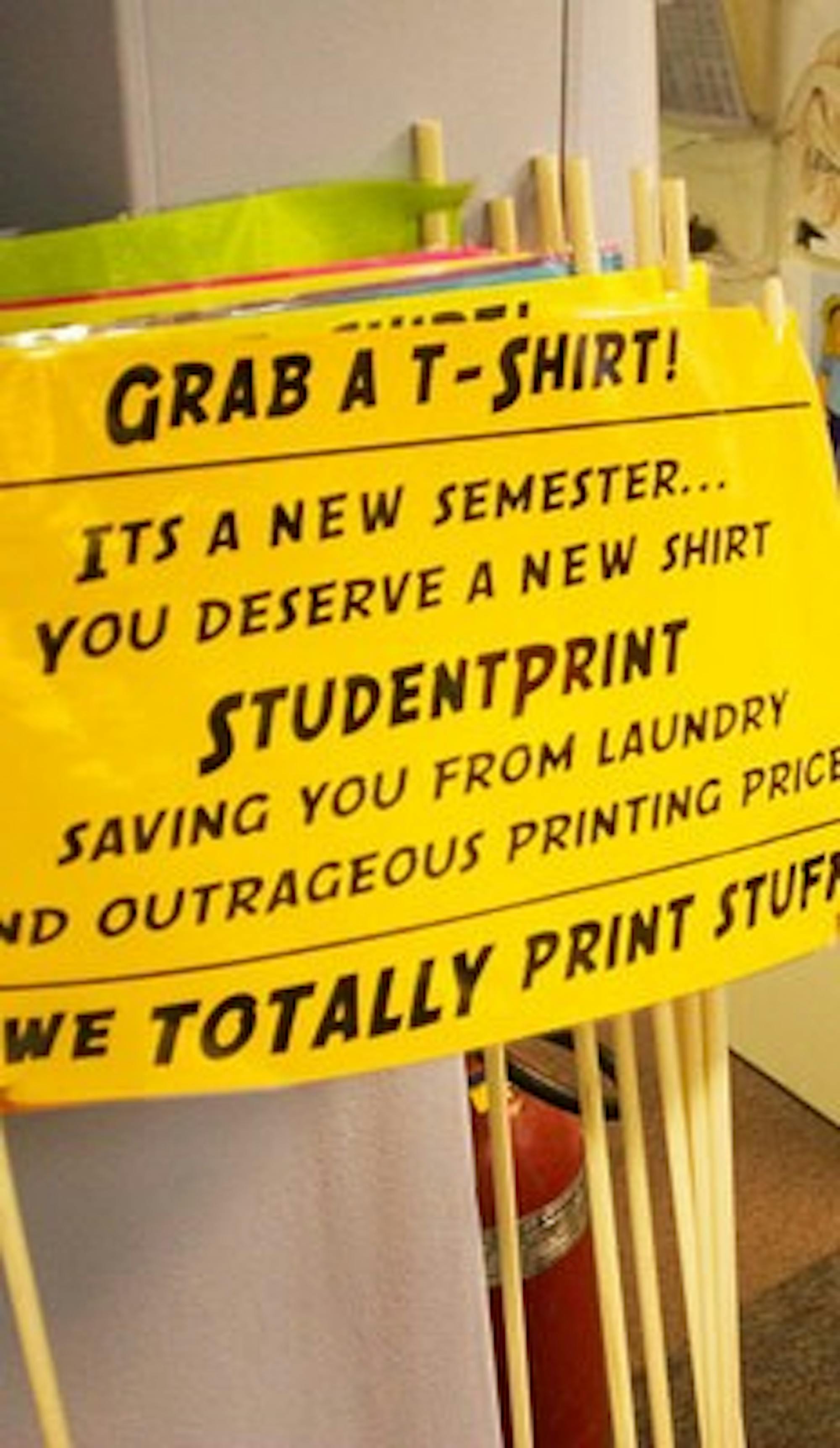 Free StudentPrint t-shirts line Bascom Hill