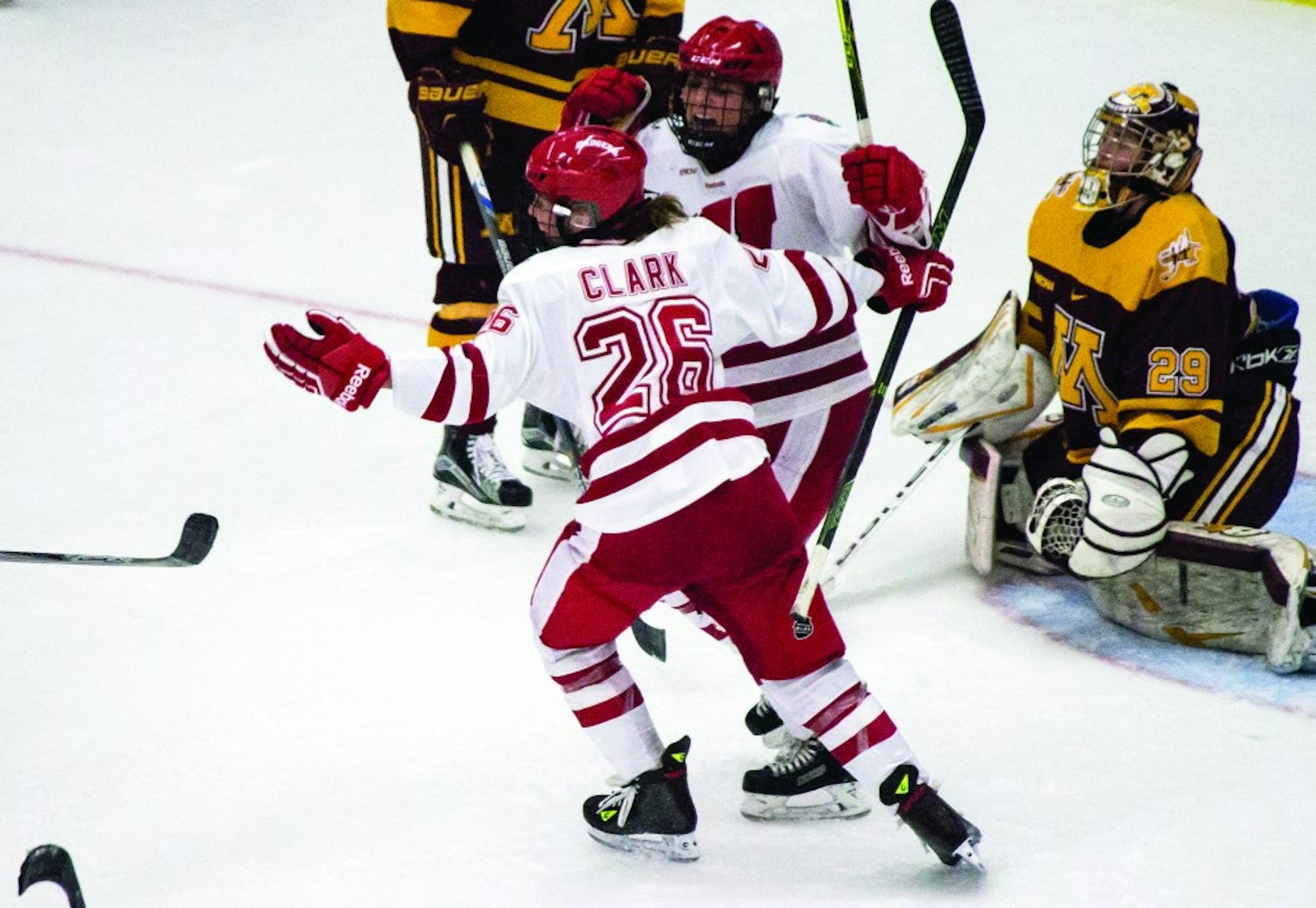 Emily Clark scored a pair of goals in Wisconsin’s 3-0 win over St. Cloud State Sunday. The Badgers have now won eight in a row.