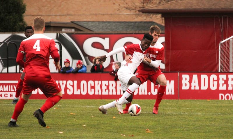Freshman forward Andrew Akindele and the rest of the Badgers were held scoreless in their 1-0 semifinal loss against Michigan. 