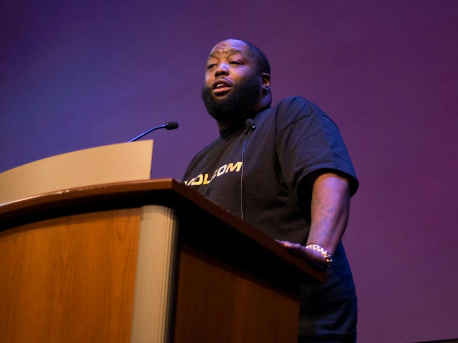 Michael Render, known as rapper Killer Mike, shared his thoughts on systemic racism and police brutality during his Distinguished Lecture Series Talk Monday.