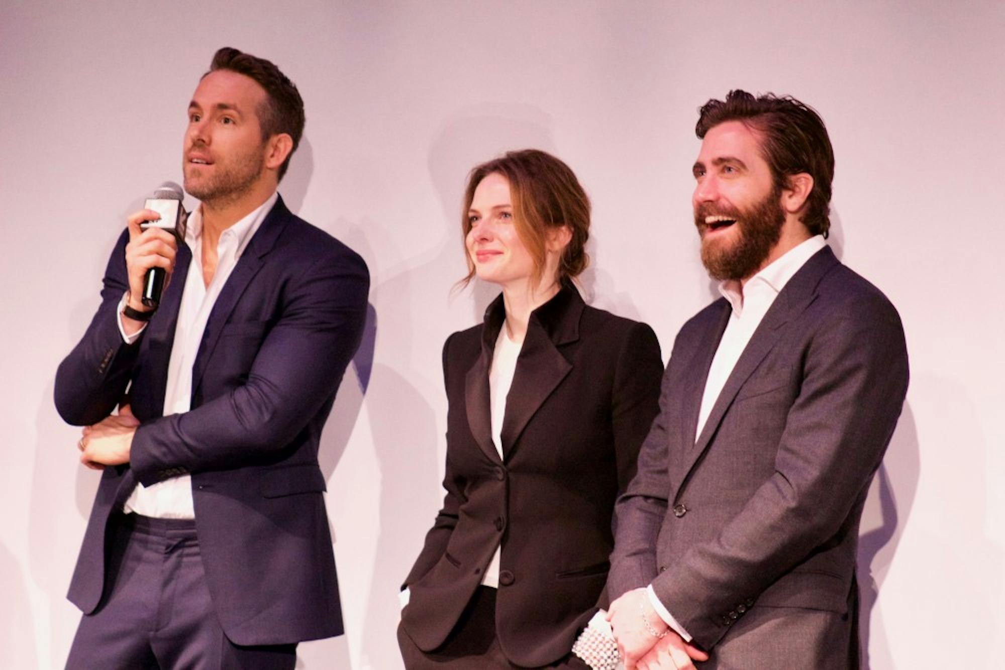 From left: Ryan Reynolds, Rebecca Ferguson and Jake Gyllenhaal at the premiere of "Life" at ZACH Theatre.