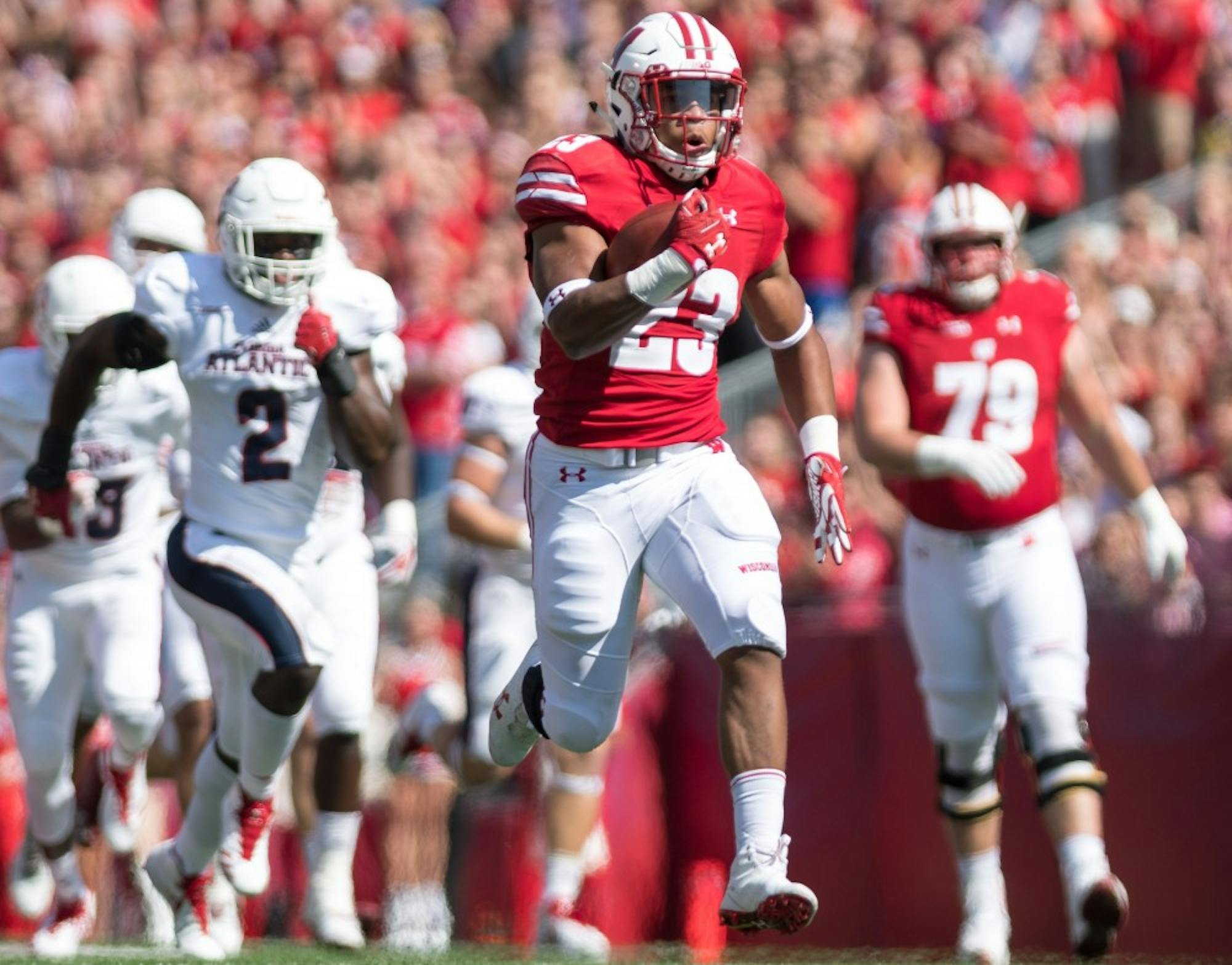 Freshman running back Jonathan Taylor had a historic day on the ground, finishing UW's win over Florida Atlantic with 223 yards and three touchdowns.&nbsp;