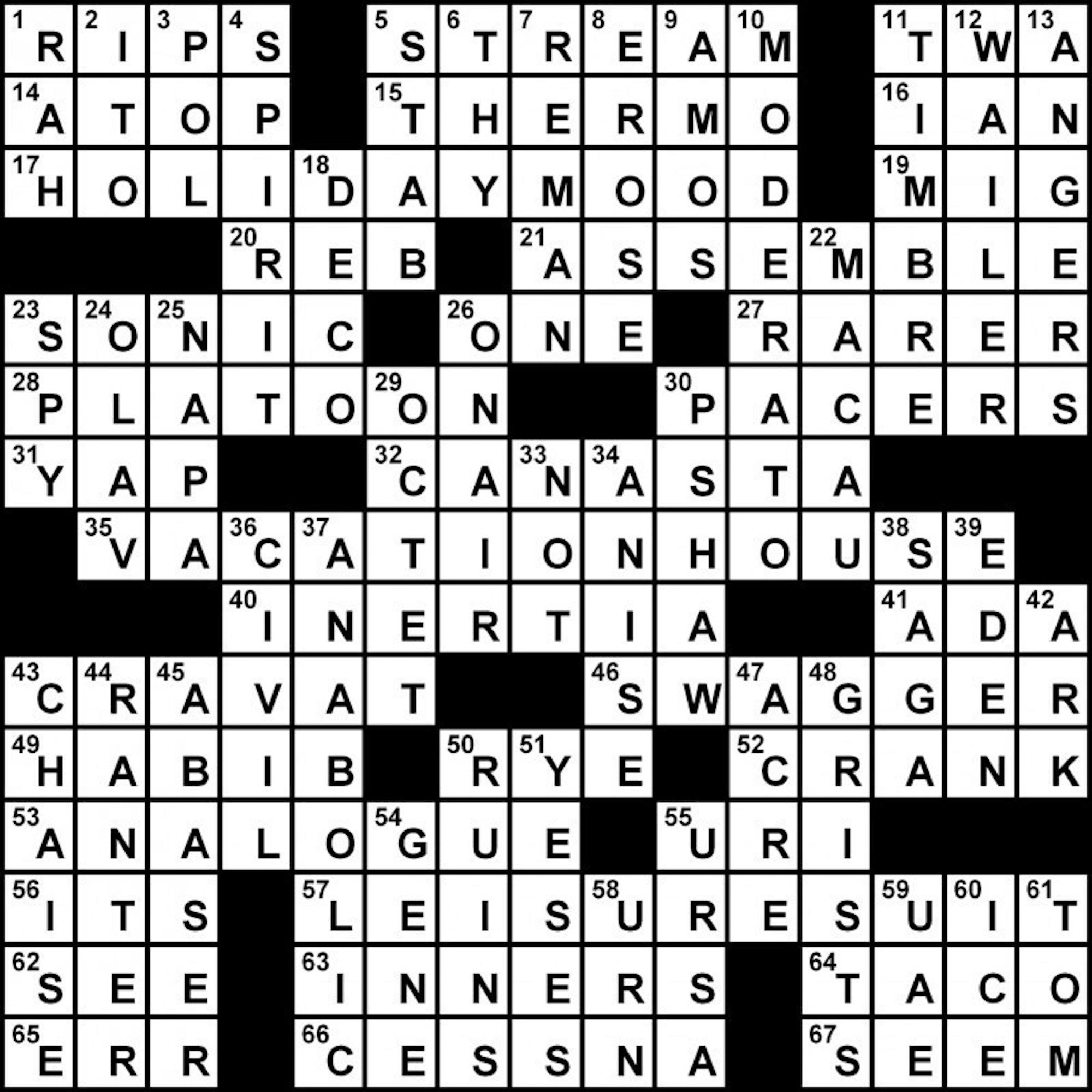 Crossword Solution - 03/28/2012