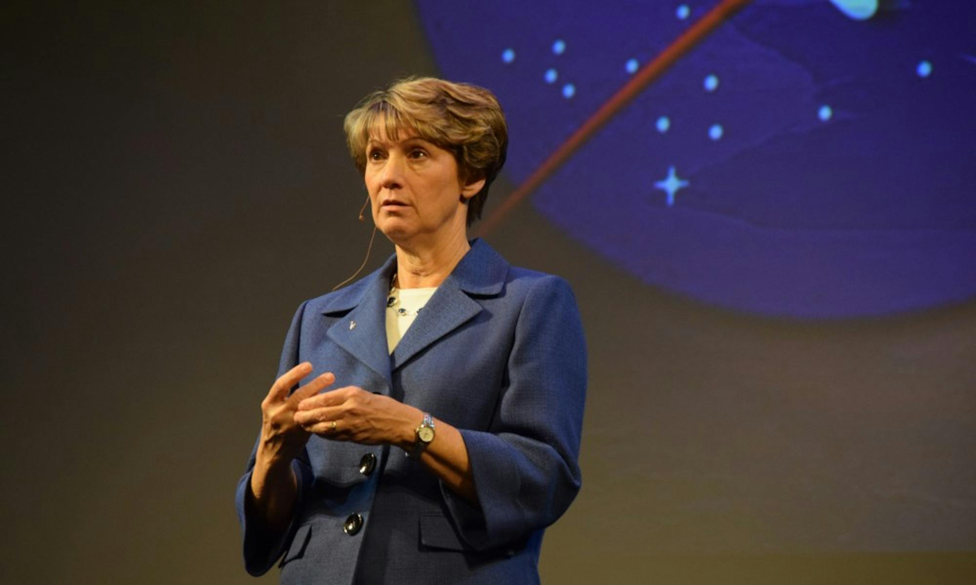 Colonel Eileen Collins, the first woman to pilot and command a NASA space shuttle, spoke as part of Wisconsin Union Directorate’s Distinguished Lecture Series Monday.