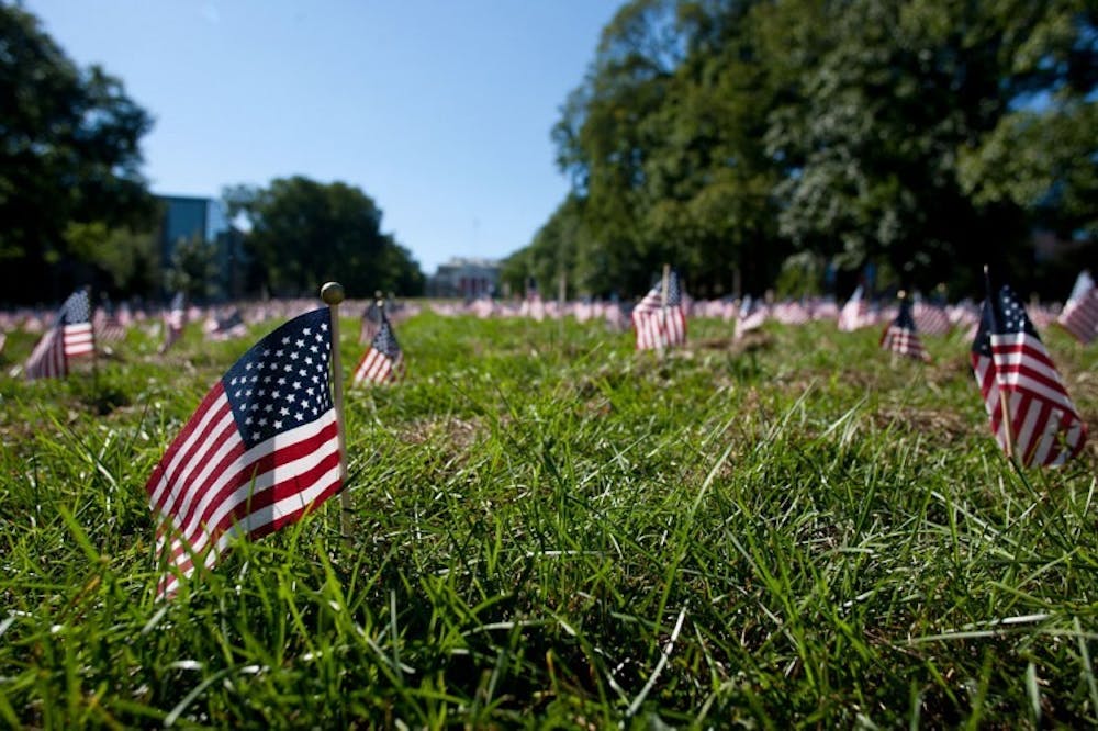 Flags wave on Bascom Hill to honor Sept. 11 victims