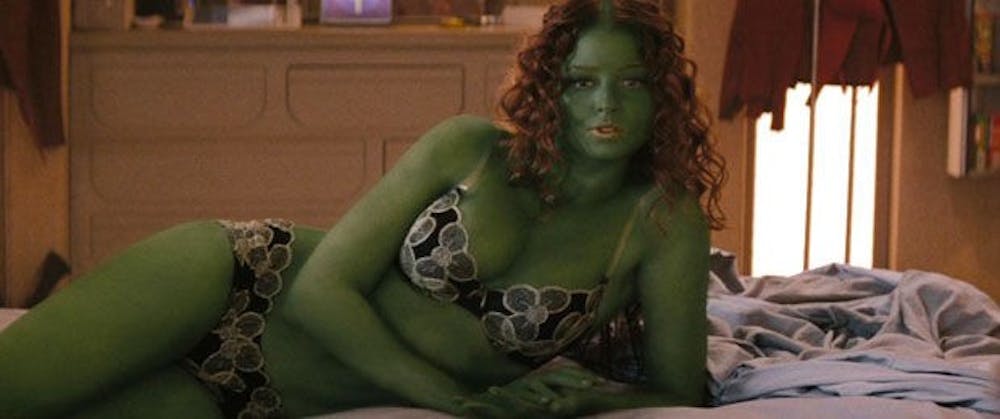 This "woman" has green skin