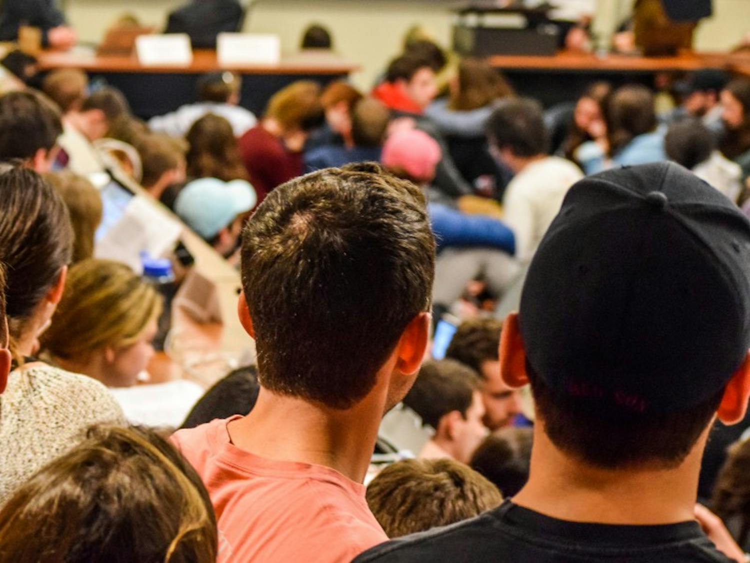 Over 200 students attended an ASM meeting to discuss a bill with controversial language regarding Israel, which the student council later tabled indefinitely.