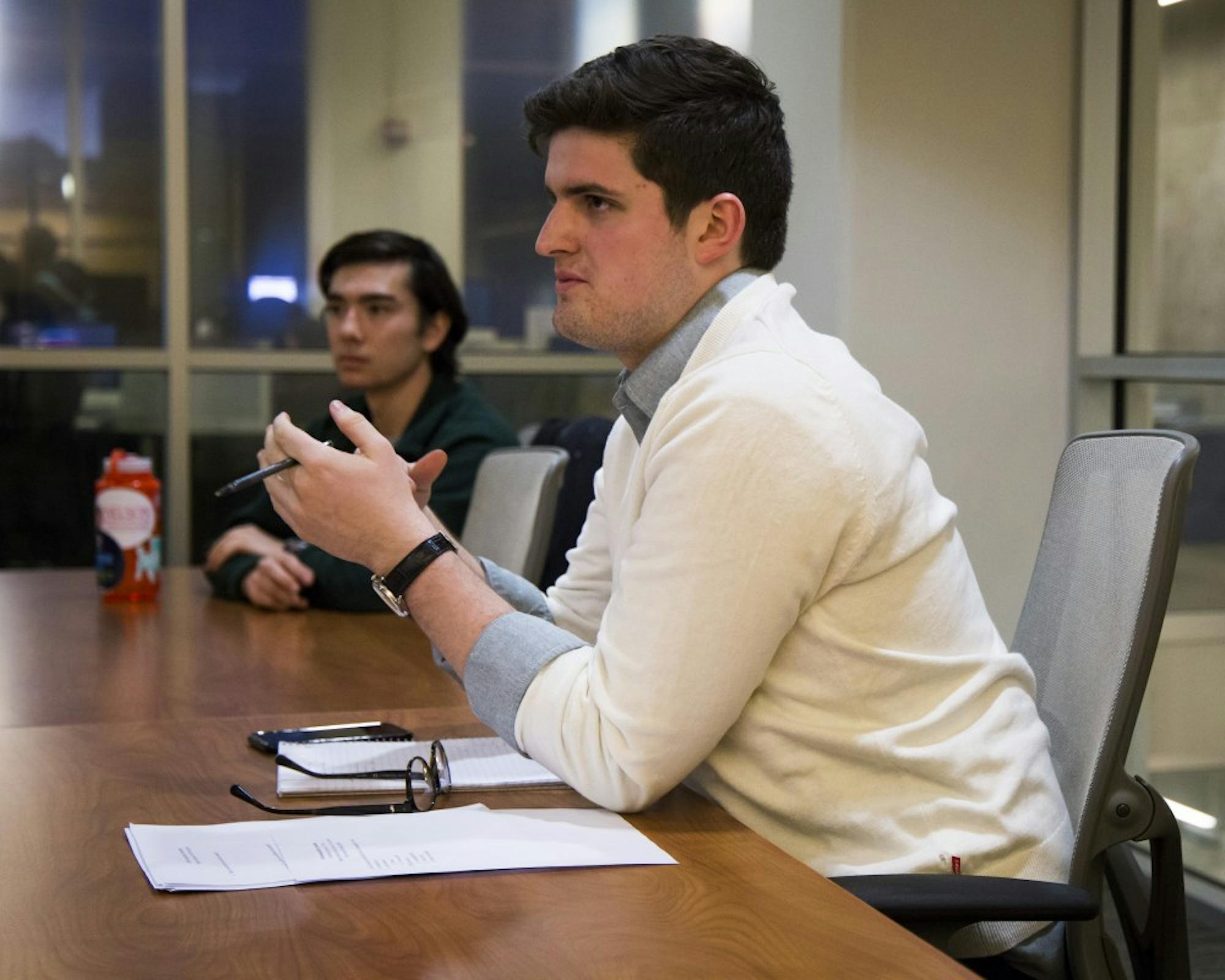 Sustainability Committee Chair Augie McGinnity-Wake explains&nbsp;the importance of reusable bottles.&nbsp;