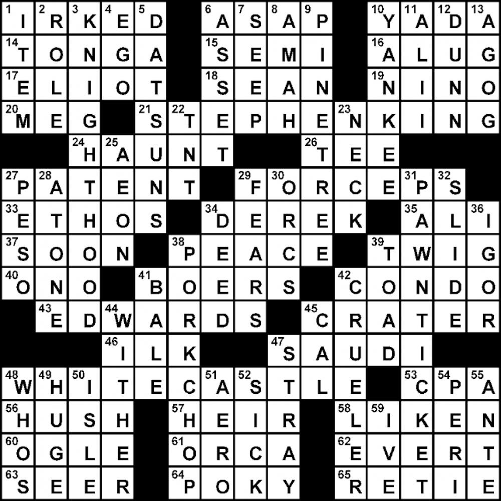 Crossword Solution - 10/29/2012