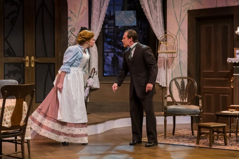 Kerry Billings and Kyle Wessel star in University Theatre's production of "The Underpants," showing from April 13 to 30 at Mitchell Theatre.
