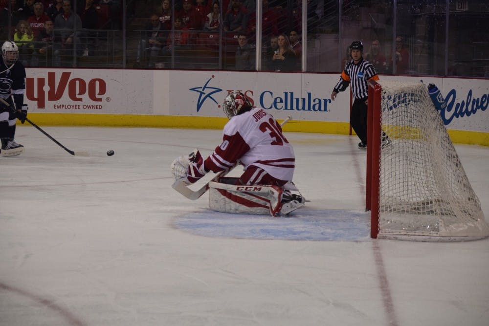 Goalie Matt Jurusik played well, but allowed five goals as the Badgers dropped a second-straight game to Penn State.