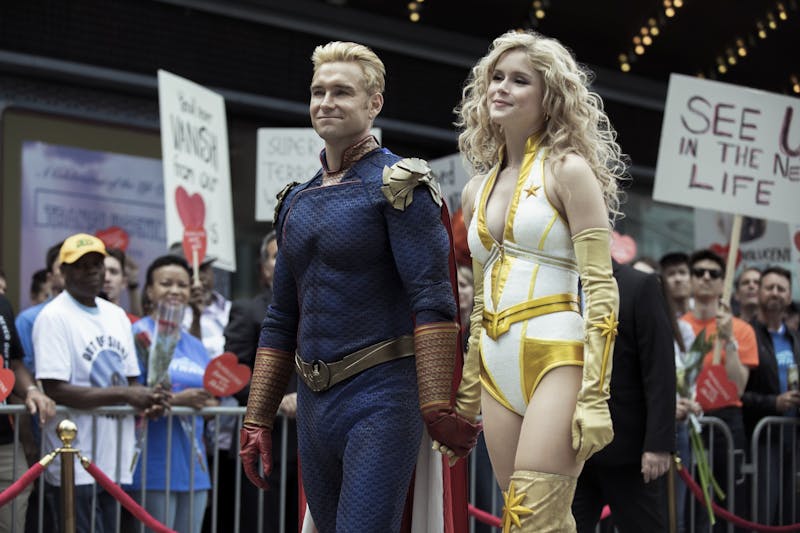 Erin Moriarty and Antony Starr fight crime as famous superheroes in Amazon's "The Boy's." 