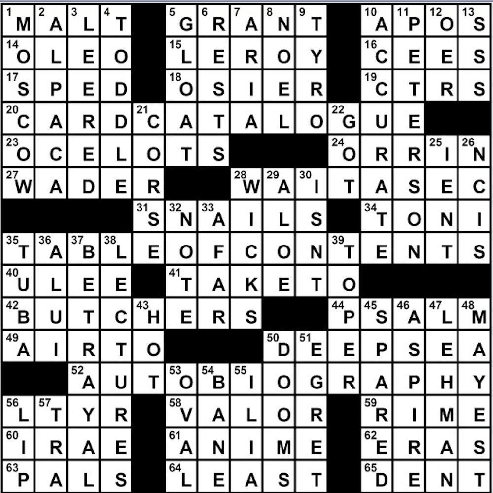 10/29/2009 - Crossword Solution