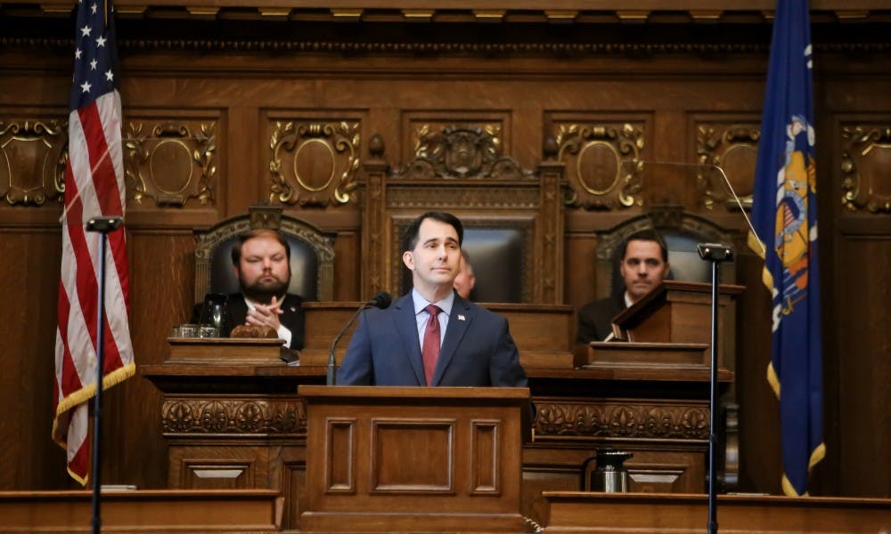 Gov. Scott Walker gave his biennial budget address to a Joint Session of state Legislature Wednesday at the state Capitol, emphasized how his administration is “working and winning for Wisconsin."&nbsp;