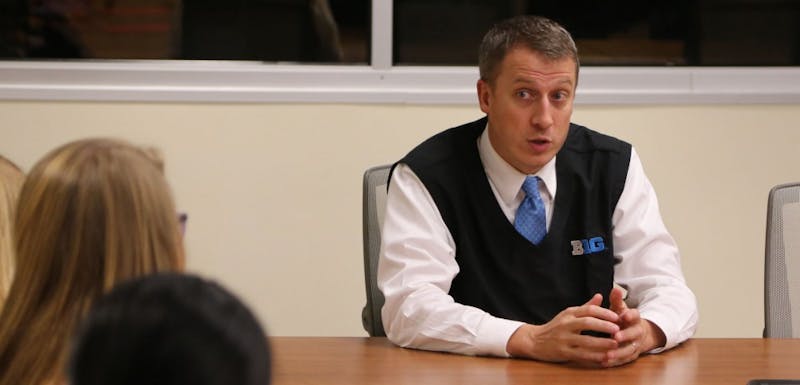 Director of Recreational Sports John Horn updates members of Sustainability Committee on the status of renovations to sports facilities and fields at a meeting Wednesday.
